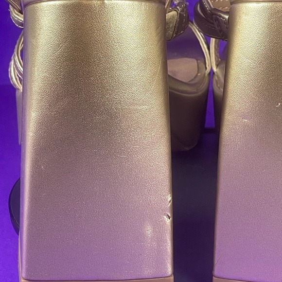 Aboud Women's Gold Strappy Platform Heeled Sandals Shoe Size 10-NEW - Picture 5 of 8